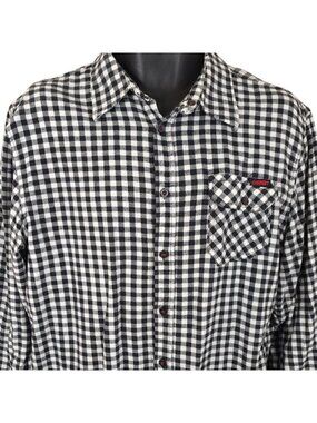 Current Checked Shirt Mens Size Large Black White Plaid Skater Surf & Skate